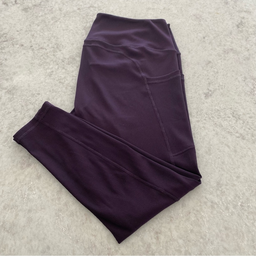 Zella Purple Ribbed Pocket Leggings - Size XL